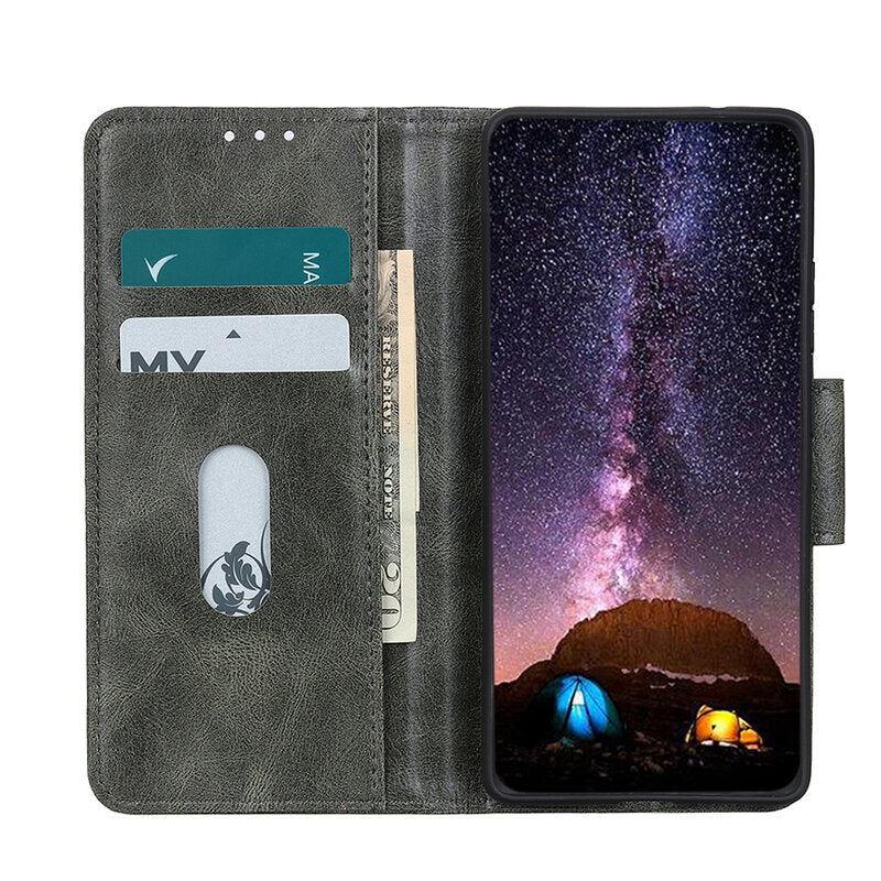Pull Up PU Leder Bookstyle voor iPhone 12 Pro Donker Groen