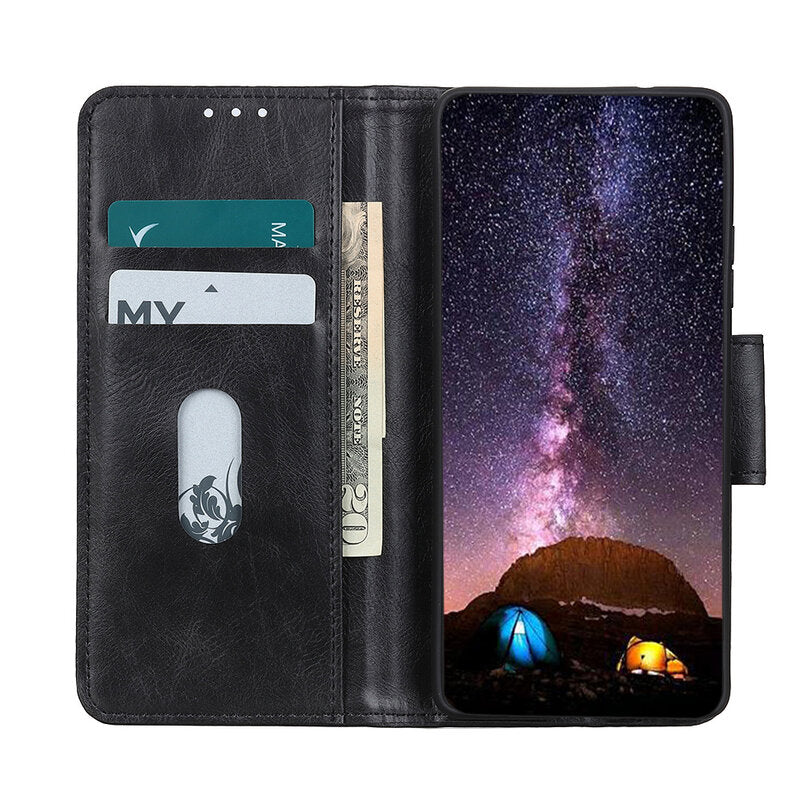 Pull Up PU Leder Bookstyle voor iPhone 12 Pro Zwart