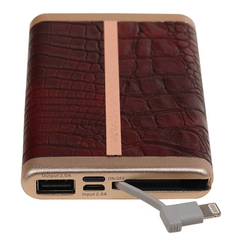 Power Bank D610 met ingebouwd iPhone kabel 6000mAh D.Bruin