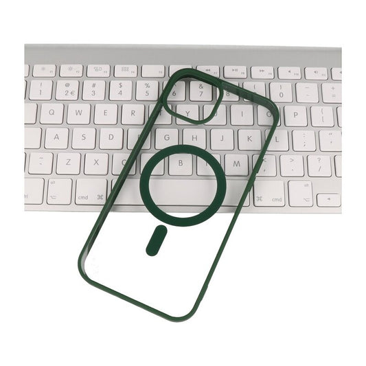 Fashion Color-Transparent Magsafe Case voor iPhone 15 Pro Max Donker Groen