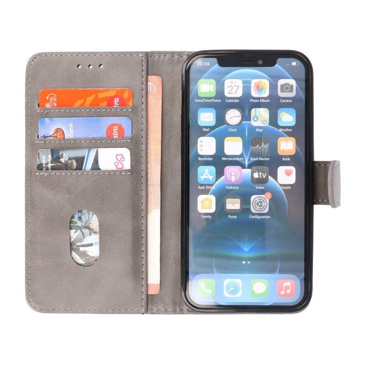 Bookstyle Wallet Cases Hoesje voor iPhone 15 Pro Grijs