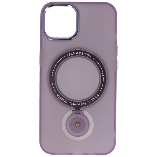 Magsafe Mat Transparant Case met Staande Functie voor iPhone 15 Plus Paars