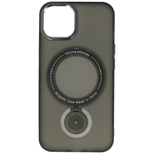 Magsafe Mat Transparant Case met Staande Functie voor iPhone 15 Plus Zwart
