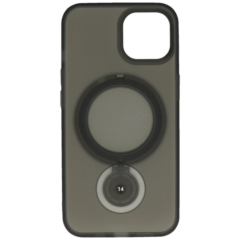 Magsafe Mat Transparant Case met Staande Functie voor iPhone 15 Plus Zwart