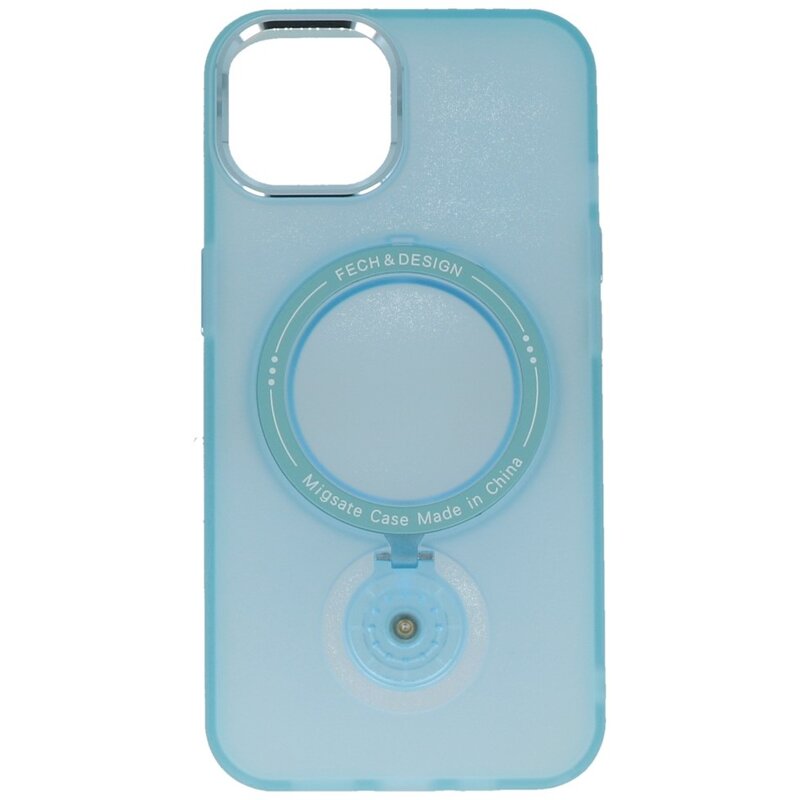 Magsafe Mat Transparant Case met Staande Functie voor iPhone 15 Plus Blauw