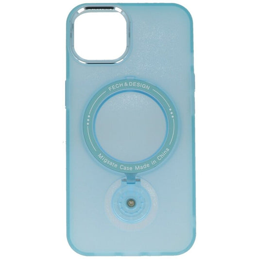 Magsafe Mat Transparant Case met Staande Functie voor iPhone 15 Plus Blauw