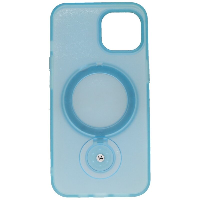 Magsafe Mat Transparant Case met Staande Functie voor iPhone 15 Plus Blauw