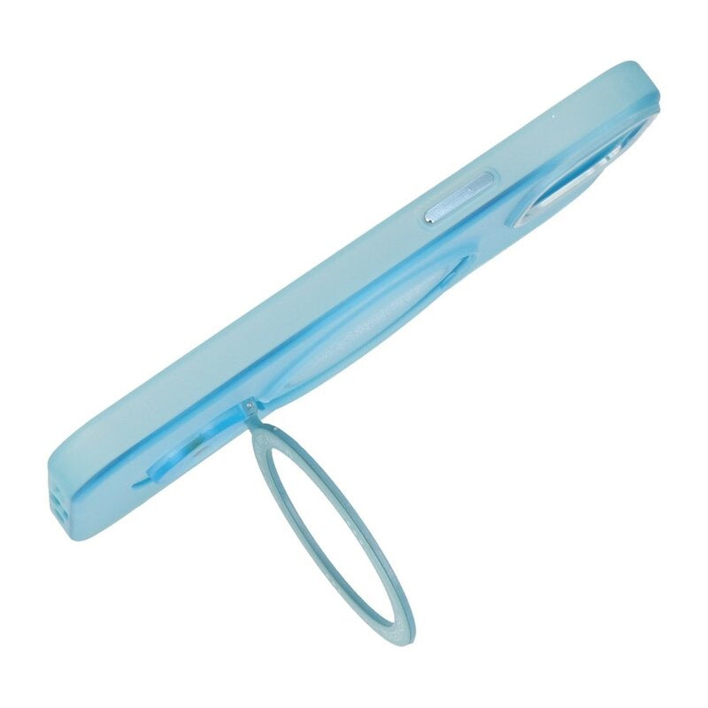 Magsafe Mat Transparant Case met Staande Functie voor iPhone 15 Plus Blauw