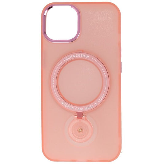 Magsafe Mat Transparant Case met Staande Functie voor iPhone 15 Plus Roze