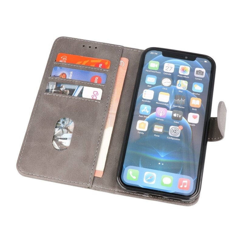 Bookstyle Wallet Cases Hoesje voor iPhone 15 Plus Grijs