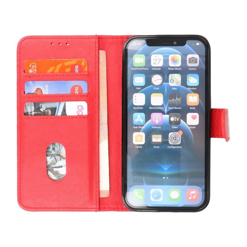 Bookstyle Wallet Cases Hoesje voor iPhone 15 Rood