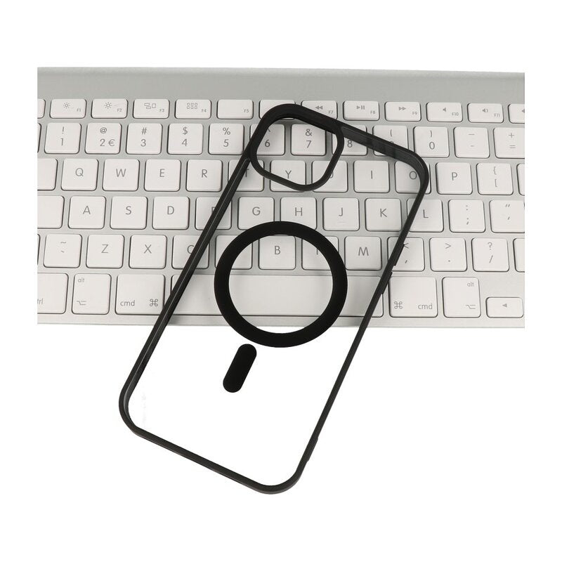 Fashion Color-Transparent Magsafe Case voor iPhone 15 Zwart