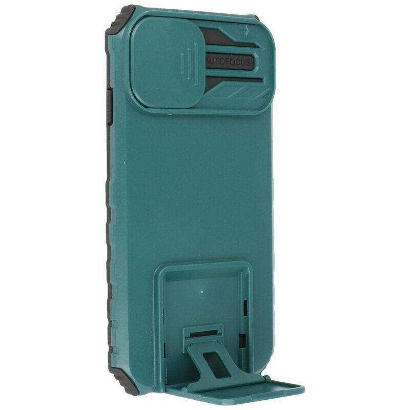 Window - Stand Backcover voor iPhone 14 Pro Donker Groen