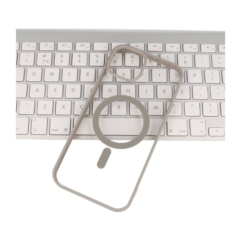 Fashion Color-Transparent Magsafe Case voor iPhone 14 Pro Grijs