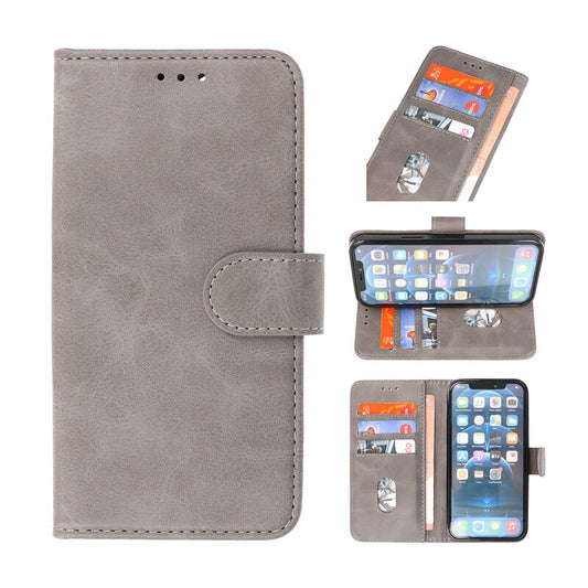 Bookstyle Wallet Cases Hoesje voor iPhone 14 Pro Grijs