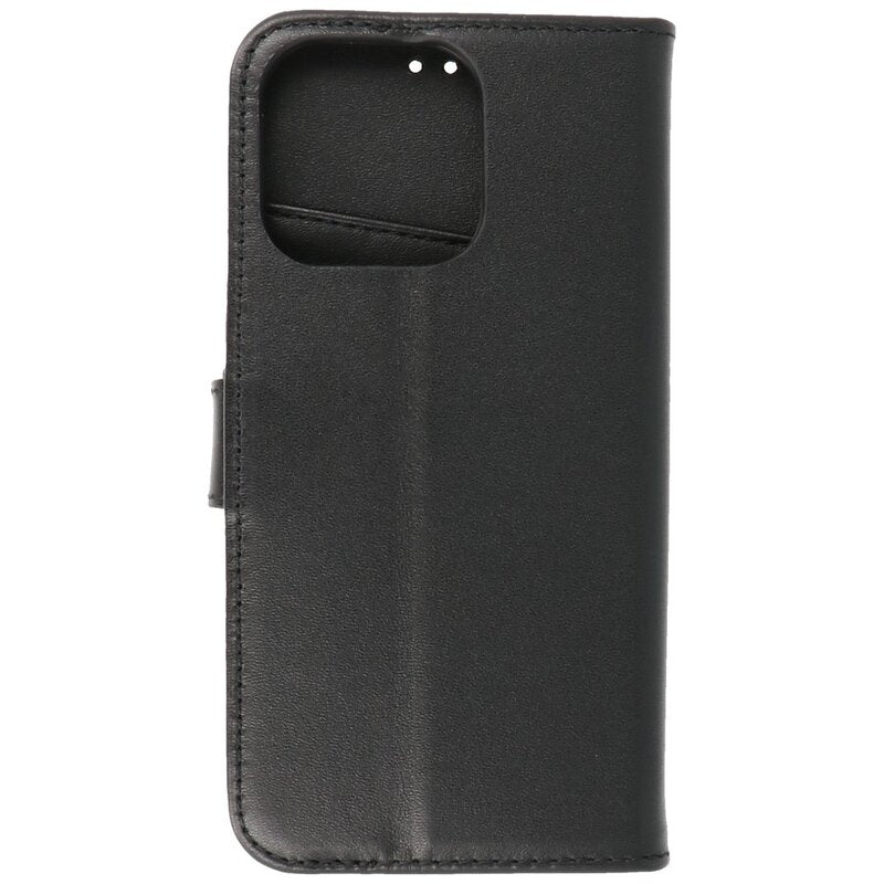 Echt Lederen Hoesje Wallet Case voor iPhone 13 Pro Zwart