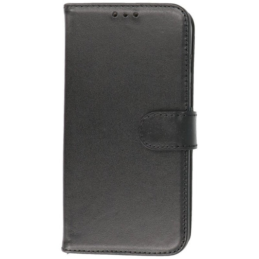 Echt Lederen Hoesje Wallet Case voor iPhone 12 Pro Max Zwart